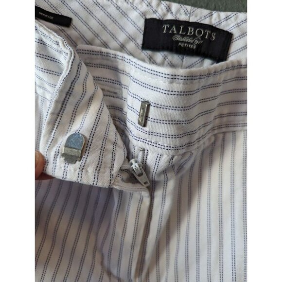 Talbots Heritage White Blue Stripe Seersucker Capris Pants Size 4P - Picture 4 of 7